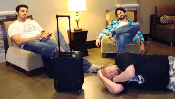 Here we are in Washington D.C. last week. Flights got grounded and the hotels were sold out. So we slept in the hotel lobby. 